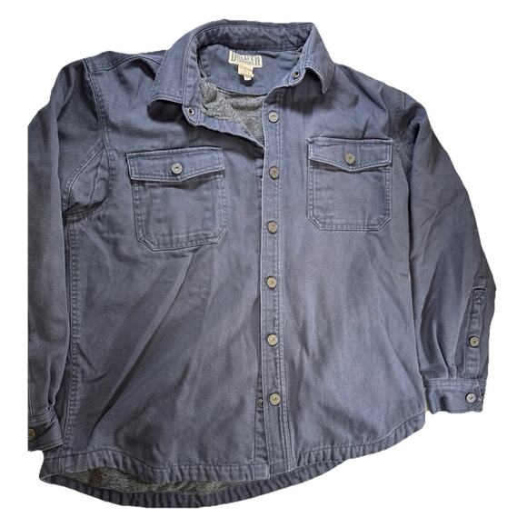 Duluth Trading Chore Jacket Mens Large Grey Firehose ShirtJacket Fleece Lined - Picture 3 of 5